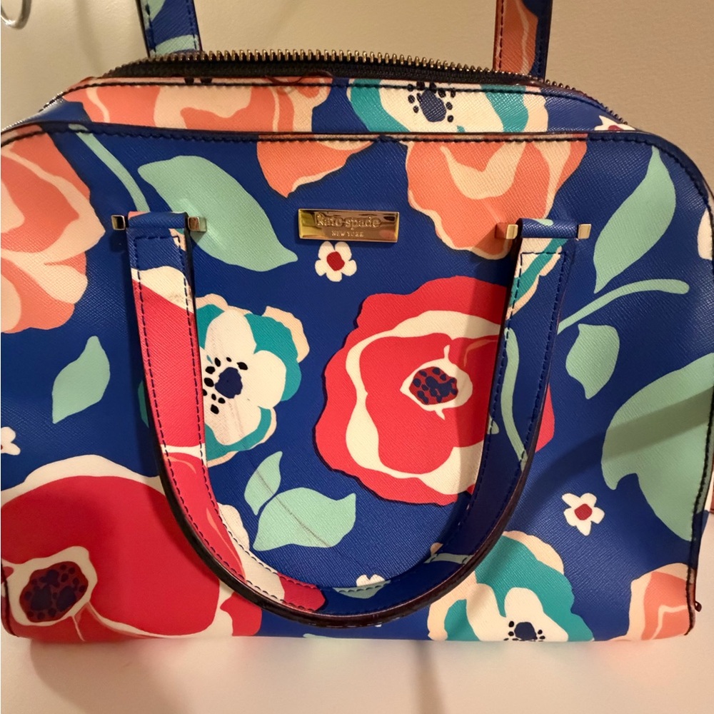 Kate Spade Blue and Red Floral Satchel - Picture 2 of 8